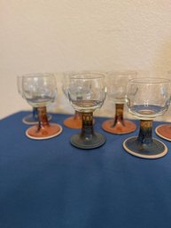 Set Of 8 Pottery Cordials