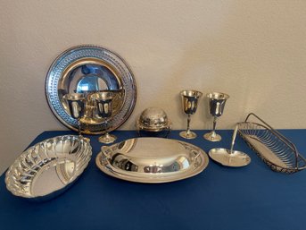 Silverplate Items Including  Dome Roll Top Caviar Butter Dish