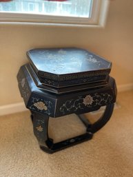 Asian Black Lacquer Etched Pedestal