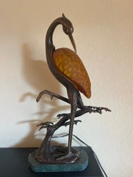 Andrea By Sadek Tin Chi  Bronze Heron Lamp