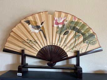 Hand Painted Fan With Stand