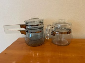 Vintage Pyrex Flame Ware Double Boiler And Percolater Coffee