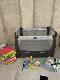Graco Pack And Play, Foam Floor Mats And Baby/toddler Toys