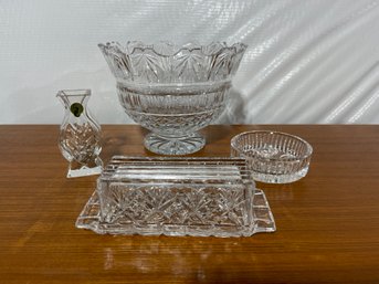 Glass And Crystal Items Inclding Waterford Crystal Vase.