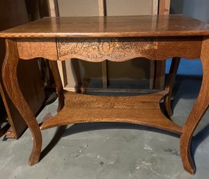 Antique Secretary Desk W/one Drawer. Solid Oak.