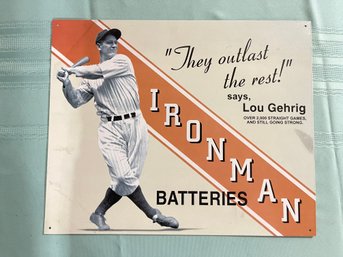 Lou Gehrig Advertising Tin Sign Replica