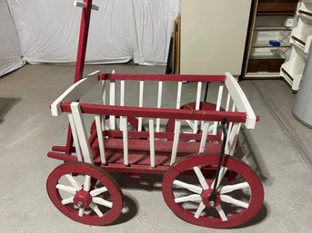 Red And White Wood Decor Cart