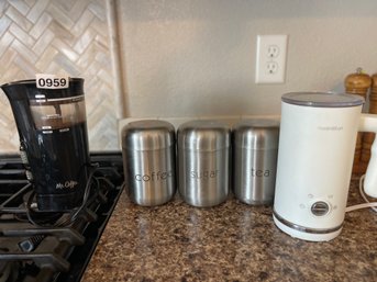 Coffee Grinder, Canisters And Electric Mug
