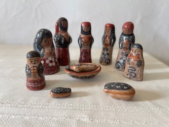 Vintage Mexican Tonala Pottery Nativity Set