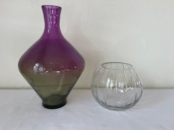 Colorful Vase And Crystal Bowl Vase