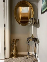 Gold Tone Accents Including Oval Mirror