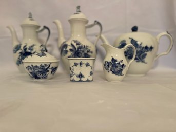 Royal Copenhagen Blue Floral Signed Tea Set