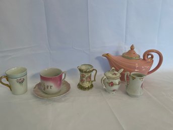 Various Tea Cups Including Hall Tea Pot, Royal Bayreuth Cup And More