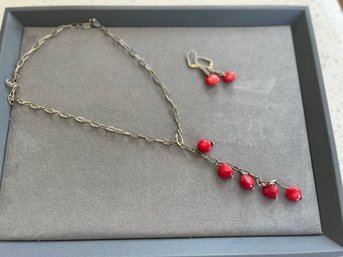 Chain Lariat NecklAce With Matching Earrings