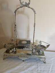 Antique Vanity Topper With Trinket Box Inside. Quadruple Plate