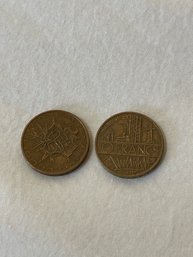 2 French Coins With Edge Inscription