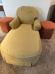 Ethan Allen Chaise Lounge And 2 Ottomans