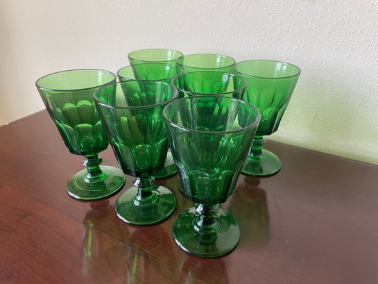 Set Of 8 Vintage 'jefferson Emerald Green' Cambridge Goblet/wine Glasses K52