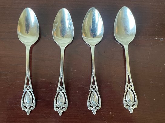 Set Of 4 'moticello' Sterling Silver Tea Spoons S5