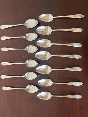 Set Of 13 Sterling Silver Tea Spoons (personalized With 'E' Monogram) S8