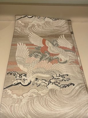 Japanese Obi Table Runner Silk Brocade/woven Waves & Birds T58