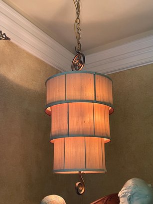 2 Silk Shaded Swag Lamps, 3 Graduated Sized (b201)