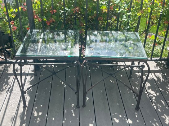 2 Heavy Glass Side Tables P10