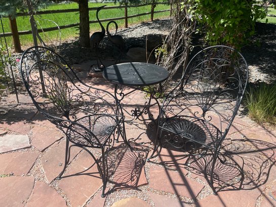 Ornate Metal Patio Chairs/table P40