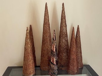 7 Copper Sparkle Christmas Trees