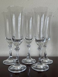 Set Of 5 Royal Bavarian Crystal Champagne Flutes - Like New! K47