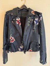 Blank NYC Vegan Leather Embroidered Motorcycle Jacket C8