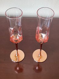 Pair Of Luxe Habitat Rose Gold Champagne Flutes - Like New! K49