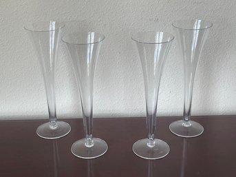 Set Of 4 Crystal/glass Hollow Stem Champagne Flutes K51