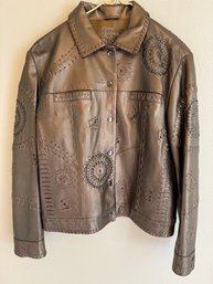 Chicos Embellished Leather Jacket Chicos Size 1