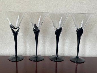 Set Of 4 Mikasa 'vogue' Onyx Wine Glasses - Mint K58