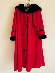 Santa Fe Recreations Full Length Red Wool Coat Size Large