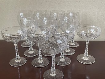 Mint Condition Set Of Vintage Libbey Rock Sharpe Stemware 'Villars' Pattern K66