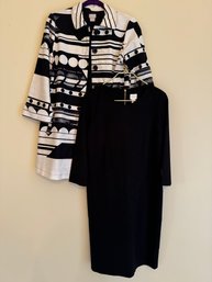Chico's Black Knit Dress & Print Jacket