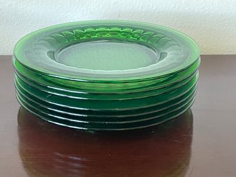 Set Of 7 Cambridge 'Jefferson' Green Salad Plates - Like New! K93