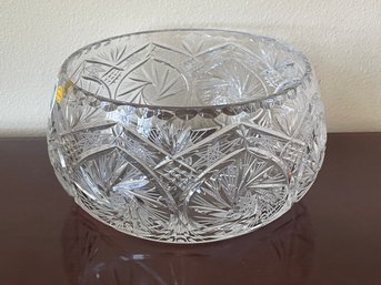 Hand Cut Crystal Center Bowl From Avitra Crystal Corp, Poland. New! W/ Paper Label K98