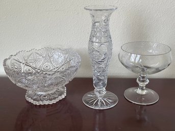 Vintage 3pc Lot Of Glassware K105