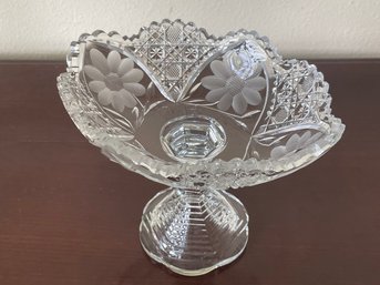 Vintage Cut Crystal Pedestal Compote Dish K107