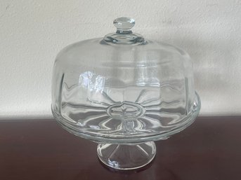 Vintage Anchor Hocking Clear Glass 'savanna' Cake Pedestal Stand W/ Dome Cover K113