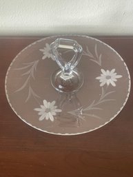 Vintage (1930s) Jubilee Lancaster Clear Glass Sandwich Tray W Handle K114