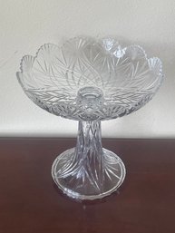 Mint Towle Full Lead Crystal Pedestal Compote Centerpiece Bowl, Made In Czech Republic K123