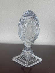 Cut Crystal Egg On Pedestal, Made In Poland K126