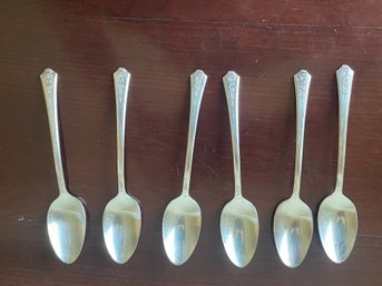 Set Of 6 Vintage Silver Plate Holmes & Edwards 'spring Garden' Teaspoons S4