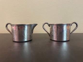 (2pc) Antique Rogers Co Silver Plate Cream & Sugar S30