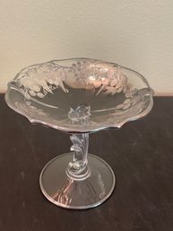 Vintage Fostoria Elegant Baroque Floral Silver Overlay Compote C1930-40 S33