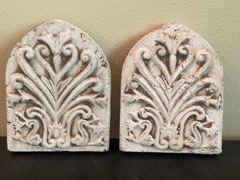 Pair Of Heavy Cast Wall Plaques W/ Classical Designs T13